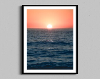 Ocean Sunset Art, California Sunset, Ocean Photography Coastal Home Decor, Beach Sunset Art, Summer Beach House Decor, Framed Fine Art Photo