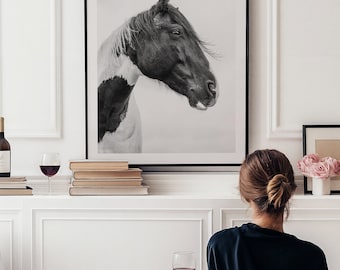 Horse Wall Art, Equestrian Fine Art, Ranch Photo Minimal Print, Western Artwork, Black and White Photograph, Cowboy Farmhouse Home Decor