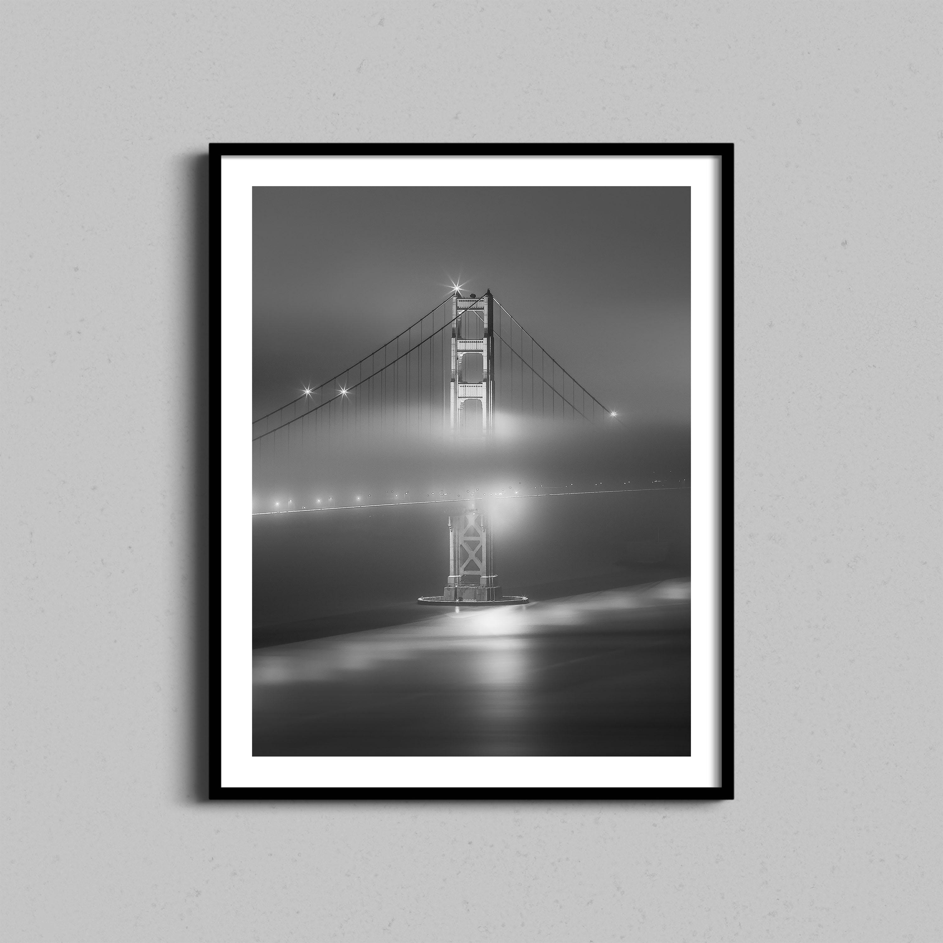 Golden Gate Bridge Print Black and White San Francisco Wall Art Bay Area Travel Photograph California Home Decor Photo Vintage Art