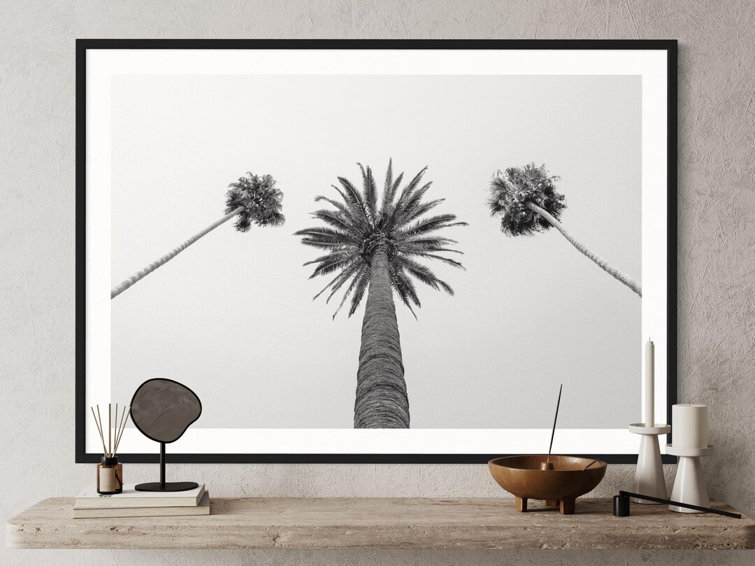 Palm Trees Print | Coastal Home Decor | Tropical Wall Art | Black and ...
