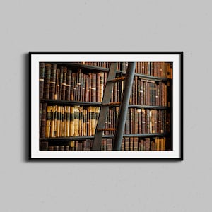 Trinity Library Ireland Framed Wall Art Print, Irish Library Photo, Historic Dublin College Book of Kells Photography, Cigar Room Home Decor