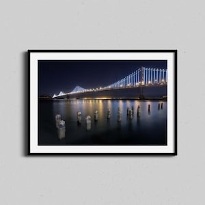 San Francisco Bay Bridge Print | San Francisco Wall Art Photo | California City Artwork | Bay Area Photography | Oakland Artwork | Night Art