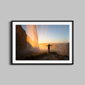 Iceland Waterfall Wall Art | Landscape Photography | Farmhouse Home Decor | Office or Man Cave Photo Print | Art Gift for Him