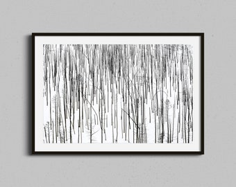 Colorado Abstrakte Wandkunst | Verbrannter Wald Fotodruck | Schwarz-Weiß-Fotografie | Verschneite Wildfire abstrakte Bäume | Modernes Wohndekor