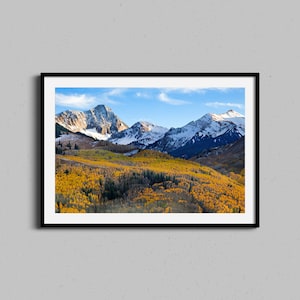 Colorado Herbst Wand Kunst | Rocky Mountains Wohnkultur | Herbst Saison Kunstwerk | Bauernhaus Landschaft Fotografie Druck | Espenwald im Herbst