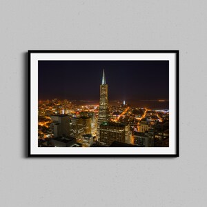 San Francisco Photo Print | Cityscape Photograph | Pyramid Building Skyline Photo | California City Lights Artwork | Travel Home Decor
