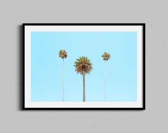Arte mural con palmeras / Impresión fotográfica tropical / Decoración costera para el hogar / Obra de arte para casas de playa / Fotografía costera bohemia / Arte oceánico en colores pastel enmarcado