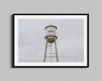 Marfa Water Tower Wall Art | West Texas Photo, Southwest Photography Print, Texas Farmhouse Artwork, Boho Home Decor, Minimal Marfa TX Photo