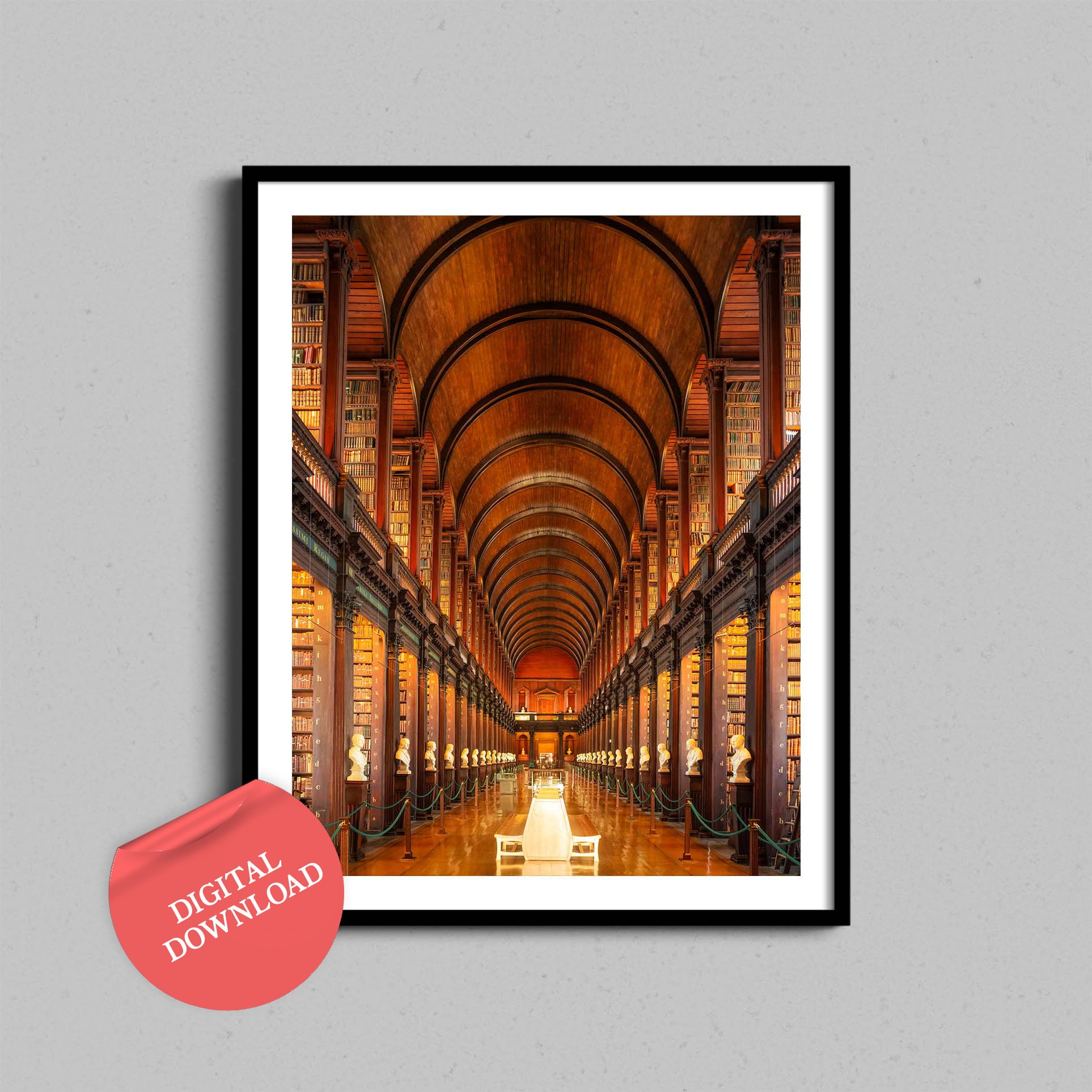 Book of Kells Printable Artwork, Ireland Library Wall Art, Trinity College Digital Download, Dublin Ireland Photography, Man Cave Decor