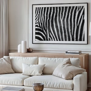 Zebra Stripes Wall Art | Abstract Photography Print | Black and White Photo | Minimal Texture Artwork | Africa Animal, Modern Art Home Decor