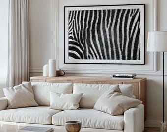 Zebra Stripes Wall Art | Abstract Photography Print | Black and White Photo | Minimal Texture Artwork | Africa Animal, Modern Art Home Decor