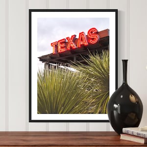 Texas Sign Wall Art | Desert Southwest Print, Texas Country Home Decor, Vintage Neon Sign Photo, Southwestern Photograph, Retro Marfa Poster