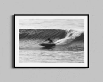 Surfing Wall Art | Surfboard Photography Print | Coastal Home Decor | Black & White Abstract Artwork | Ocean Artwork | Framed Surf Photo Art