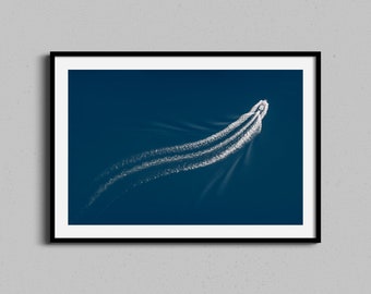 Sailboat Wall Art | Boat Photography Print | Sailing Photo | Coastal Nautical Home Decor | Minimalistic Photo | Aerial Abstract Blue Boat