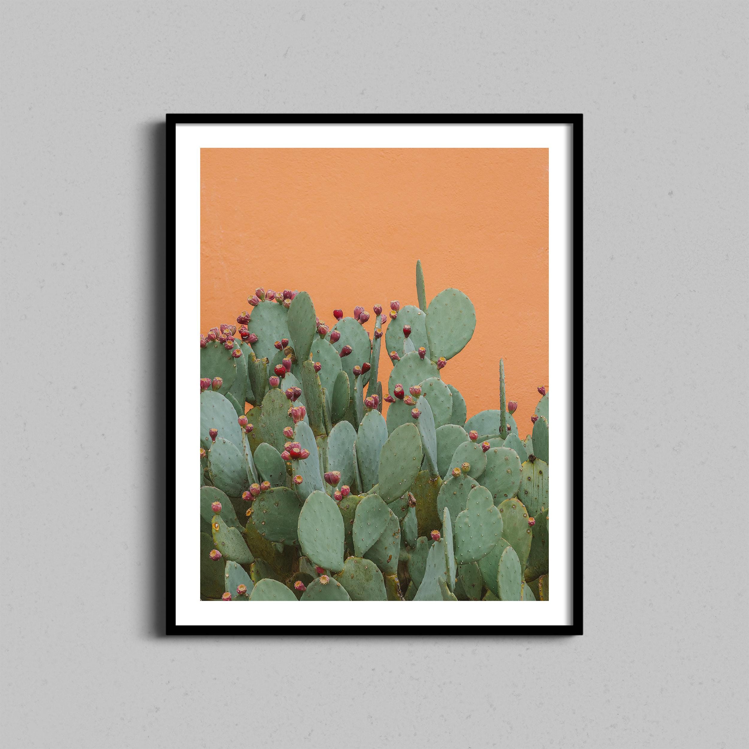 Boho Cactus Print | Orange Desert Southwest Wall Art | Prickly Pear ...