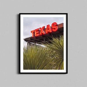 Texas Sign Print | Desert Southwest Wall Art, Vintage Neon Sign Photo, Southwestern Photograph, Texas Country Home Decor, Retro Marfa Poster