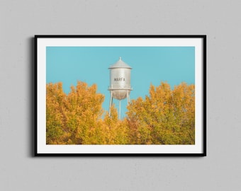 Marfa Water Tower Wall Art | West Texas Photo | Country Photography Print | Texas Farmhouse Decor | Boho Artwork | Minimal Marfa TX Photo