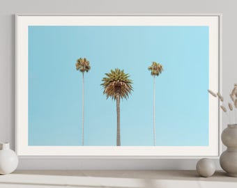 Impresión de palmeras / Decoración costera para el hogar / Arte mural tropical / Obra de arte de casas de playa / Fotografía costera bohemia / Arte fotográfico enmarcado del océano de Hawái