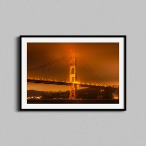 Golden Gate Bridge Wall Art | San Francisco Photography | California Home Decor | Cityscape Photo | Bay Area Night Print | Framed Fine Art