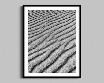 Beach Sand Wall Art | Abstract Fine Art Photography, Texture Artwork, Black & White Photo Print, Coastal Home Decor, Minimalistic Photograph