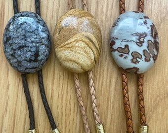 Dalmatian jasper stone Bolo tie