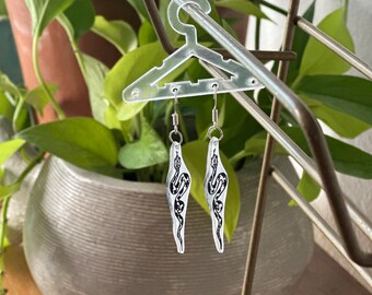 Black snake cow earrings