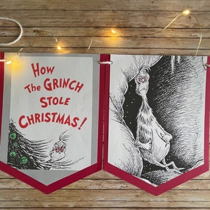 How the Grinch Stole Christmas storybook banner | repurposed Dr. Seuss book