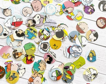 Peanuts storybook page confetti 5/8" circles | 100 pieces | repurposed books | table scatter