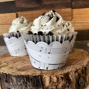 Music cupcake wraps | one dozen | standard size decorative cupcake wrappers | repurposed music books