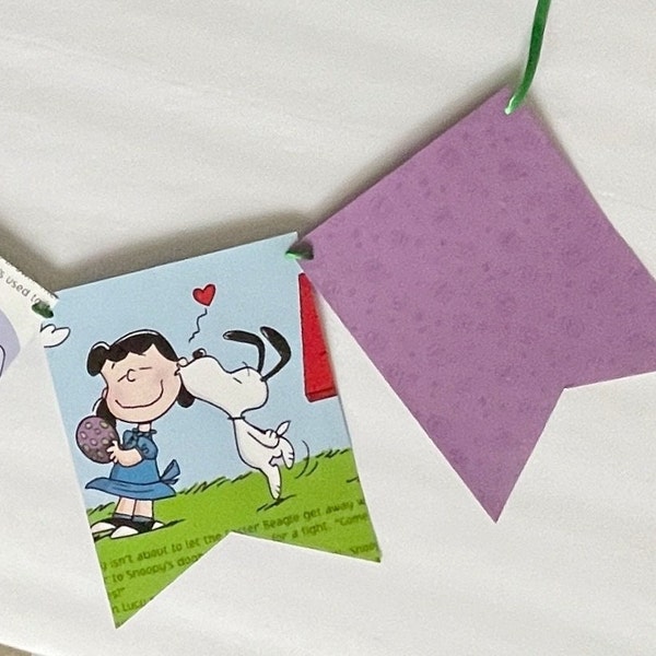 It's the Easter Beagle, Charlie Brown banner | upcycled & repurposed book | Peanuts Easter | Snoopy Easter | pennants | garland