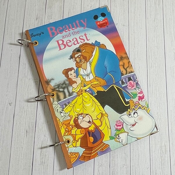 3 Ring Storybook Journal | Upcycled Disney Beauty and the Beast Book | Junk Travel Art Journal | Smash Book | Princess