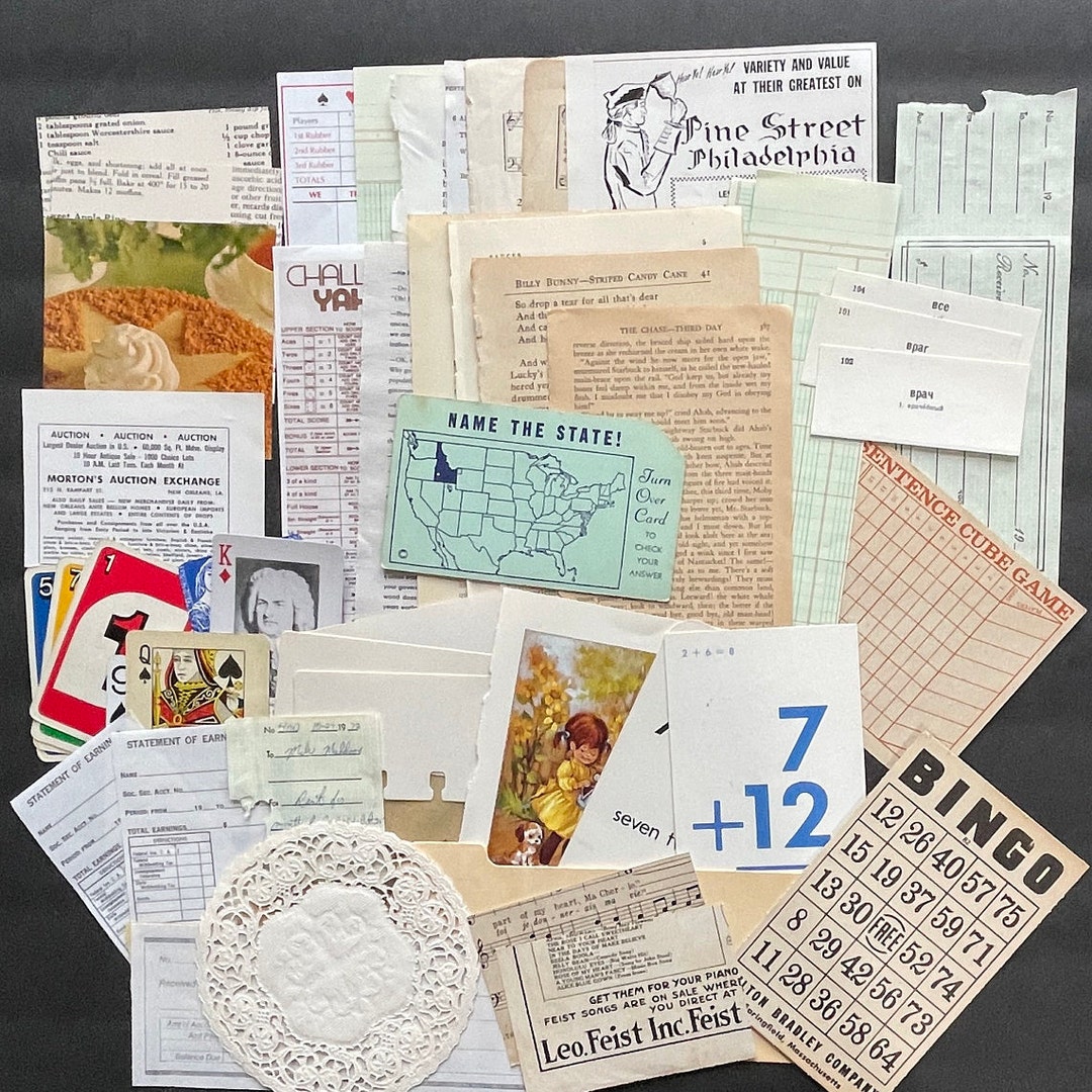 50 Pc Vintage Paper Ephemera Pack Junk Art Travel Journal Collage Art