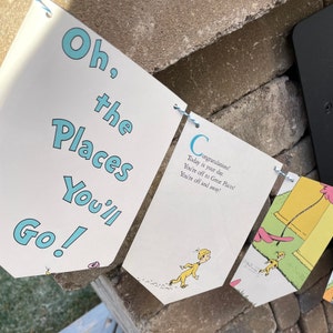 Oh, the Places You'll Go storybook page banner | repurposed Dr. Seuss books | garland | bunting | graduation