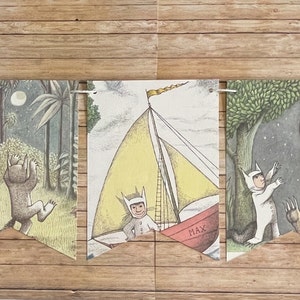 Where the Wild Things Are storybook page banner repurposed book garland bunting image 2