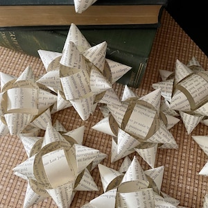 Book page gift bows | set of 6 | repurposed books | pretty packages | gift packaging | presents | birthday | literary bows