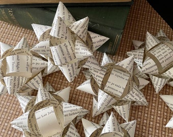 Book page gift bows | set of 6 | repurposed books | pretty packages | gift packaging | presents | birthday | literary bows