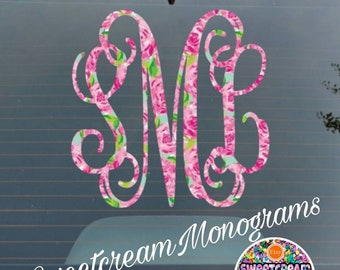 Floral Monogram for Car windshield|Floral Monogram Vinyl Decal|Floral Laptop Monogram|Pink Floral Monogram Tumbler Cup Decal|New Car Sticker