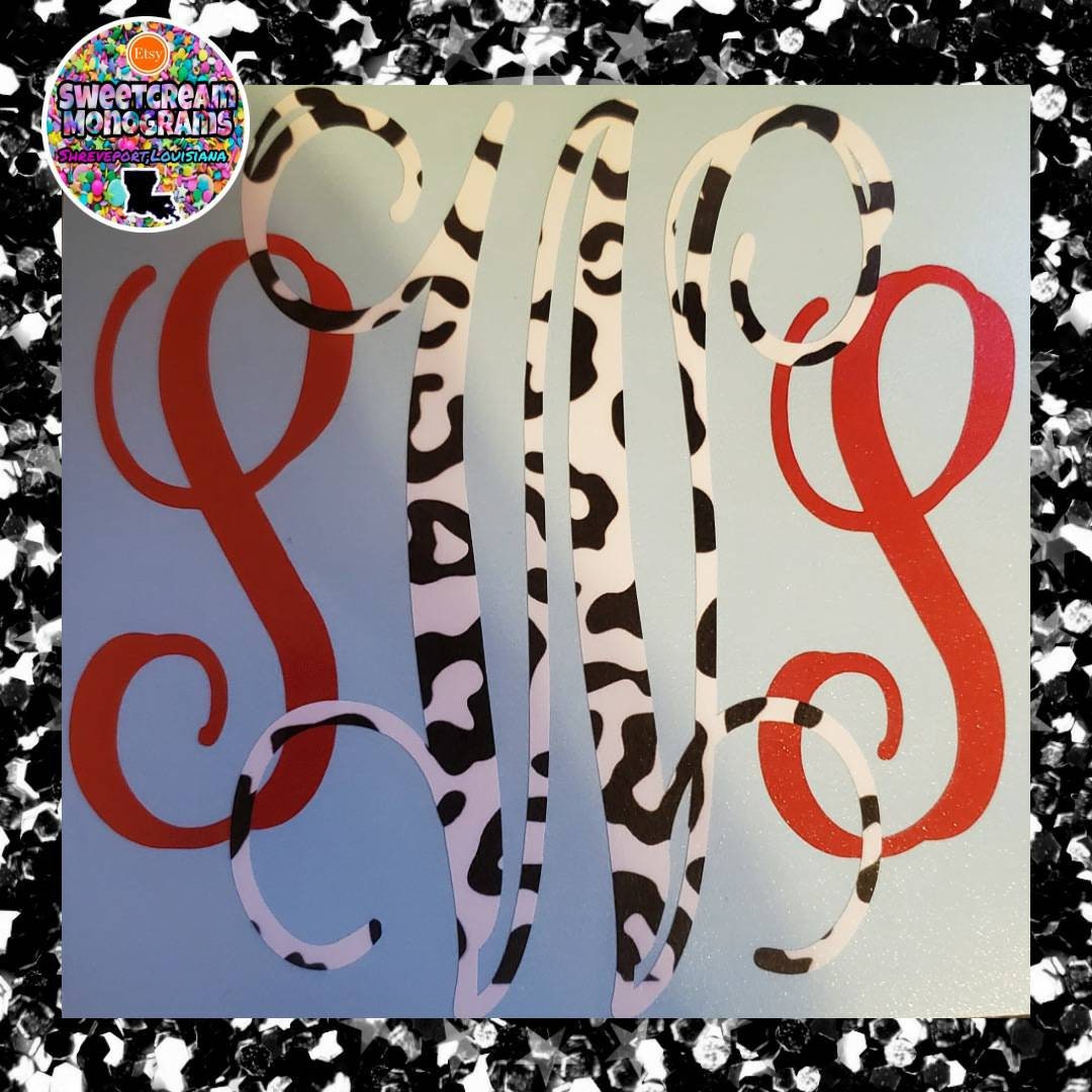 Leopard Print Monogram Leopard Print Monogram Car Decal: Personalized Initial Sticker - Etsy