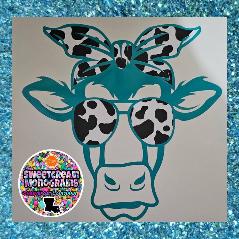 Bandana Cow Print Car Decalscow Print Sticker for Laptopcow Etsy