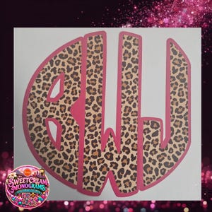 Leopard Print Monogram Vinyl Decal - Personalized Car Decal