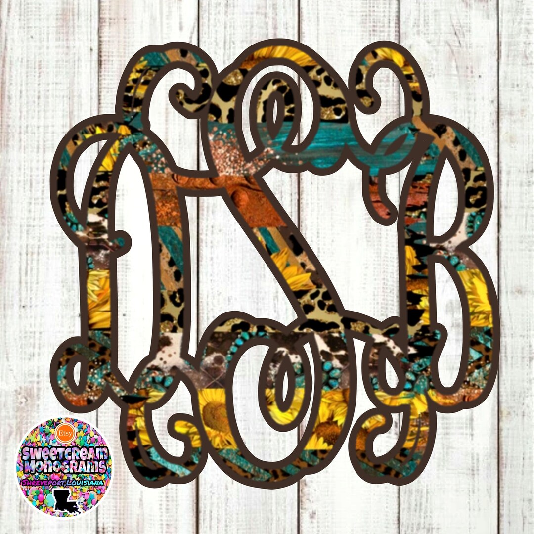 Monogram Leopard Leopard Vinyl Decal|leopard Monogram Car Decal|leopard Sticker ...