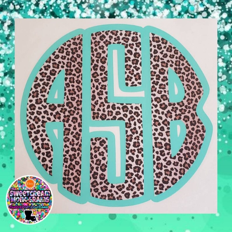 Leopard Print Monogram Leopard Print Monogram Vinyl Decal - Personalized Car Decal - Etsy