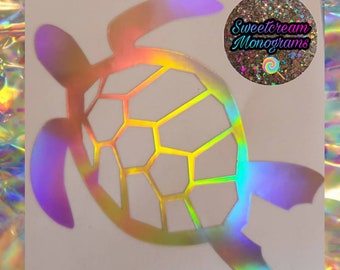 Holographic Turtle Decal|Sea Turtle Decal|Car Vinyl Decal|Holographic Turtle Decal|Rainbow Turtle Decal|Holographic Car Decal|Turtle Decal|