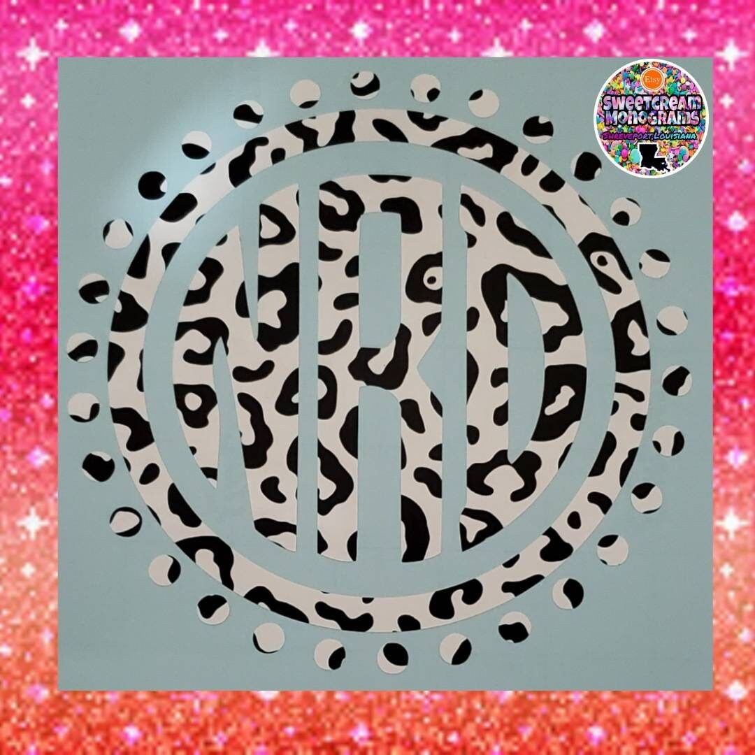 Snow Leopard Car Monogram Decalblack and White Leopard Monogram Car