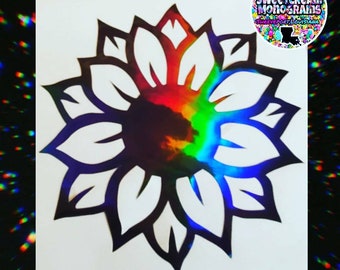 Sunflower Car Sticker|Holographic Sunflower|Color changing decal|Laptop Sticker|Sunflowers|Windshield Sticker|Holographic Sunflower Decal|