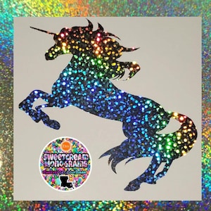 Glitter Unicorn Car Decal|Unicorn Vinyl Sticker|Unicorn Laptop Decal|Rainbow Unicorn Decal|Unicorn Gift|Unicorn Car Sticker|Holographic|Car|
