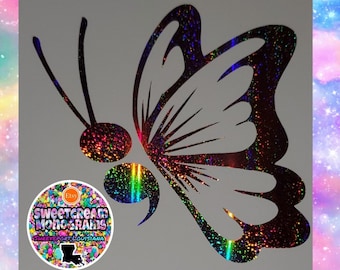 Holographic Butterfly Semicolon Decal | Suicide Awareness Vinyl