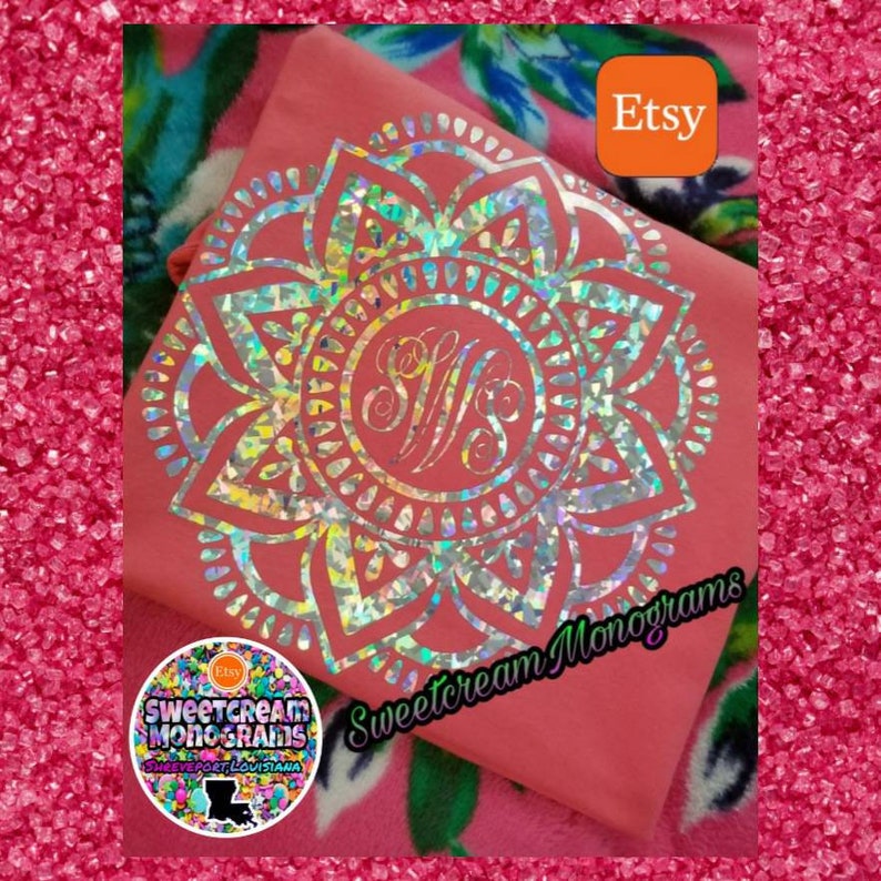 Holographic Mandala Monogram Shirt | Gildan Unisex Tee - Etsy