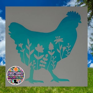 Floral Chicken Decal|Farm Animal Decal for Car|Floral Chicken New Car Sticker|Farm Animal Vinyl Car Sticker|Flower Rooster Sticker|Hen|NEW|