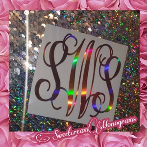 Rose gold holographic monogram Car decal|Rainbow Rosegold monogrammed decal| Car decals|Rainbow glitter|Rose gold vinyl decal|Rose gold|New|